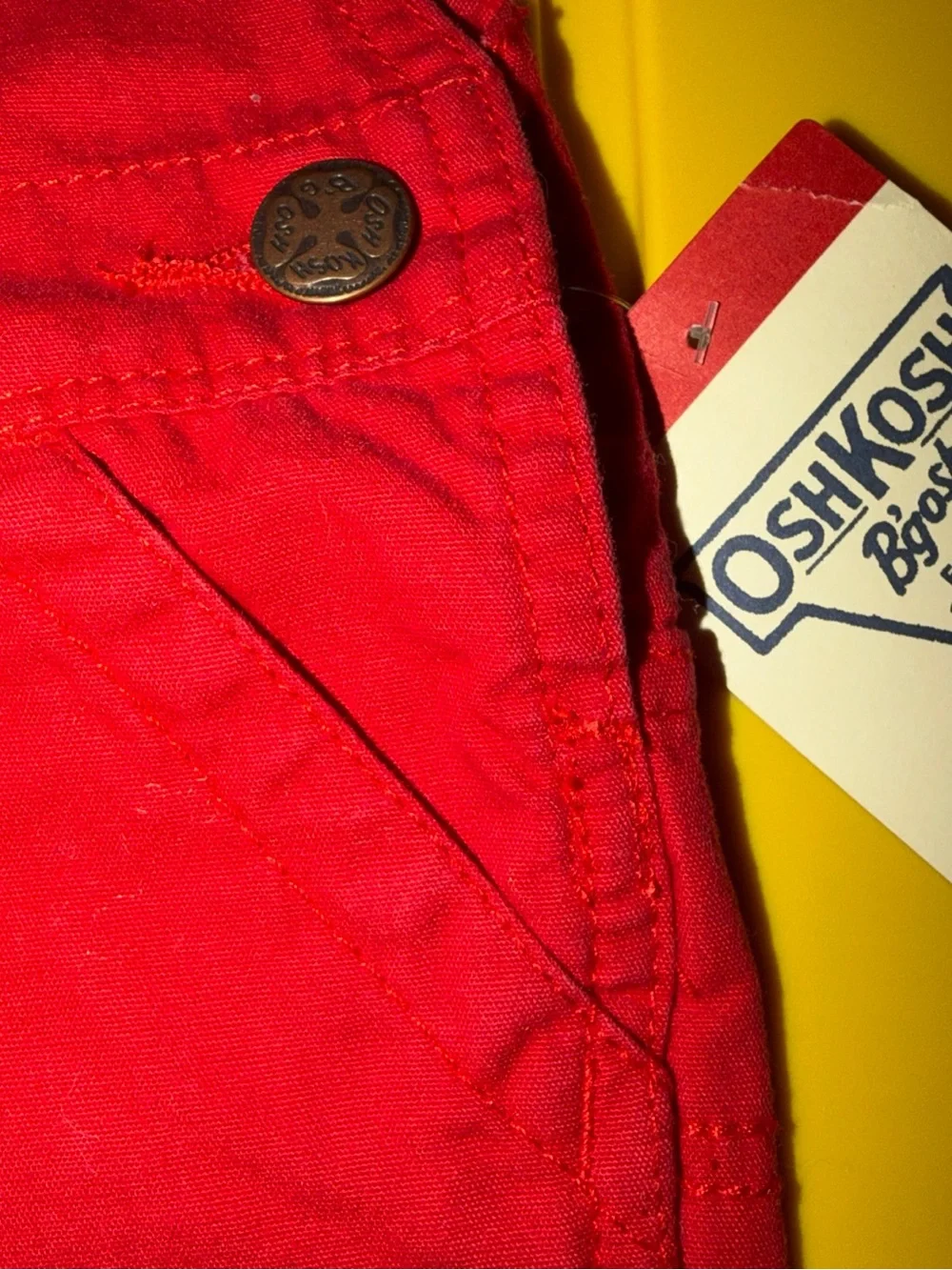 OshKosh B'gosh Bright Red Kids Overalls with Embroidered Chest NWT